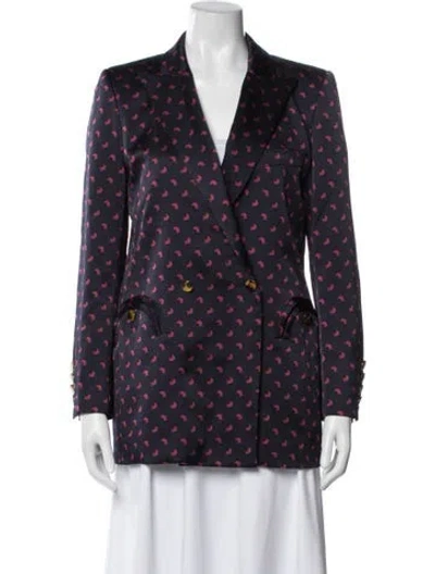 Pre-owned Blazé Milano Silk Patterned Blazer In Blue