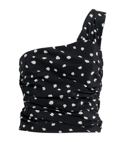 Blazé Milano Silk Polka Dot Top In Brown