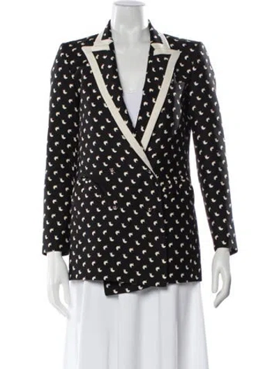 Pre-owned Blazé Milano Silk Printed Blazer In Black