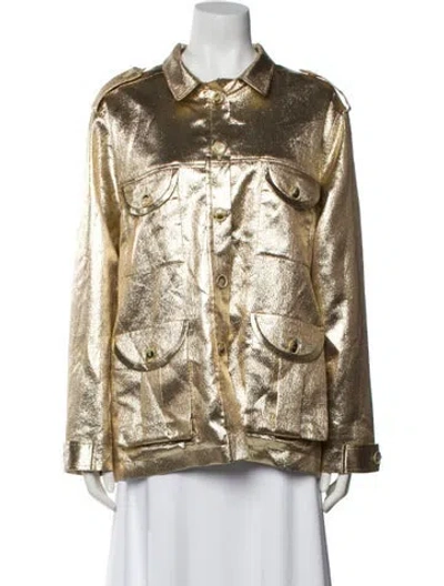 Pre-owned Blazé Milano Silk Printed Evening Jacket In Gold