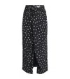 Blazé Milano Silk Ruched Mariquita Midi Skirt In Blue
