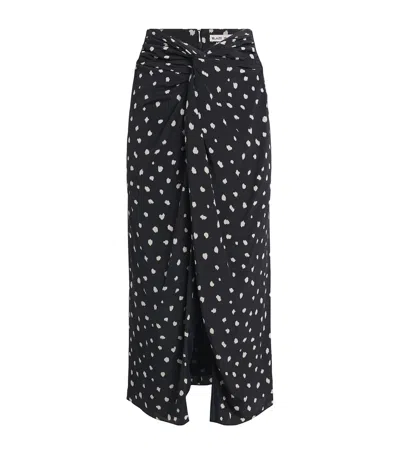 Blazé Milano Silk Ruched Mariquita Midi Skirt In Blue