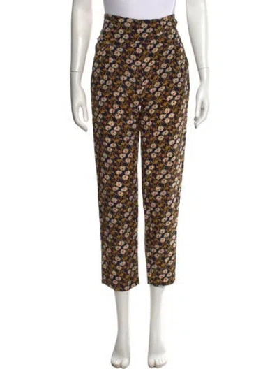 Pre-owned Blazé Milano Silk Straight Leg Pants In Multi