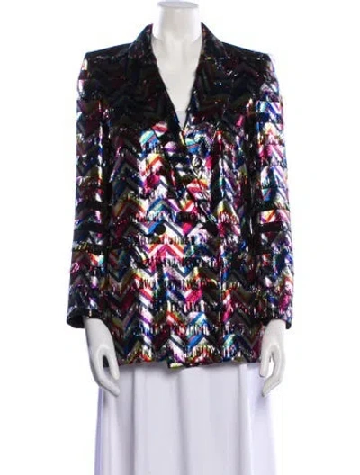 Pre-owned Blazé Milano Silk Striped Blazer In Black