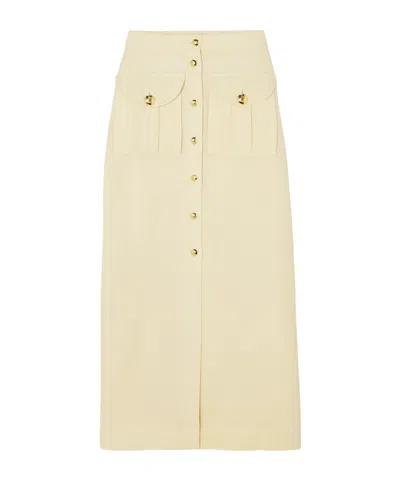Blazé Milano Silk-blend Twill Midi Skirt In Neutral
