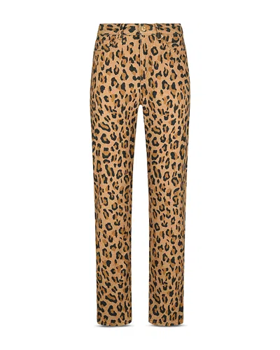 Blazé Milano Blaze Milano Simba Denim Paso Straight Jeans In Camel In Animal Print