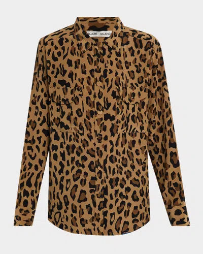 Blazé Milano Simba Leopard-print Button-down Berber Shirt