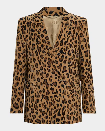 Blazé Milano Simba Leopard-print Double-breasted Blazer