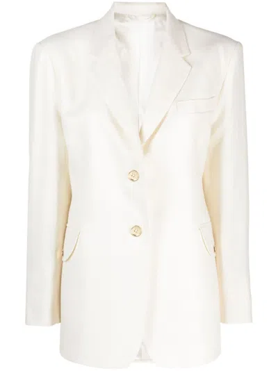 Blazé Milano Linen- Virgin Wool Blend Blazer In Neutrals