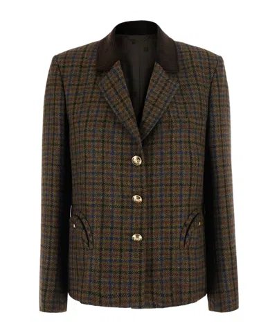 Blazé Milano Shelley Check-pattern Virgin Wool Blazer In White