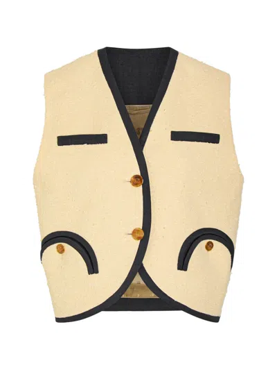 Blazé Milano Smiley Bouclé Waistcoat In Multi
