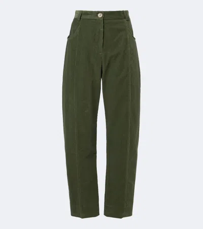Blazé Milano Sorraia Cotton Corduroy Barrel-leg Pants In Green