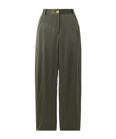 Blazé Milano Sorraia Crepe De Chine Tapered Pants In Green