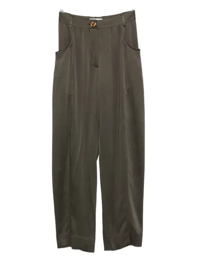 Blazé Milano Sorraia Satin Tapered Trousers In Green