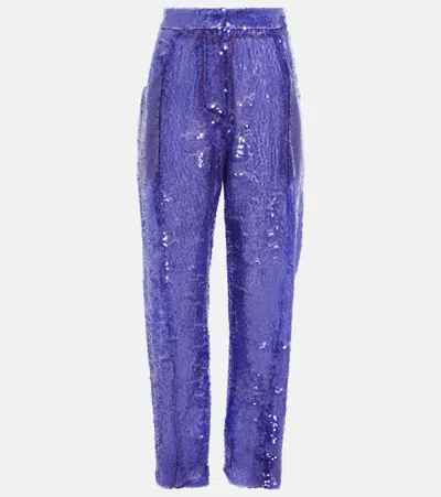 Blazé Milano Sorraia Sequined Wide-leg Pants In Purple