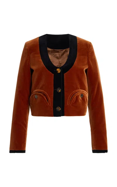 Blazé Milano Spiti Cotton-velvet Bolero In Brown