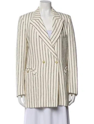 Pre-owned Blazé Milano Striped Blazer In White