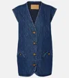 Blazé Milano Suffolk Quilted Denim Vest In Blue