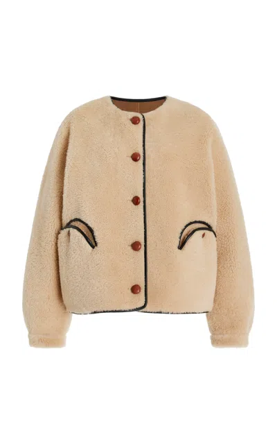 Blazé Milano Tatoosh Gliss Shearling Bolero Jacket In Neutral