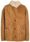 Blazé Milano Blaze Milano Tatoosh Hooded Panelled Suede Coat In Brown