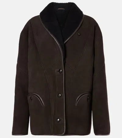 Blazé Milano Tatoosh Shearling-lined Suede Jacket In Dark Chocolate