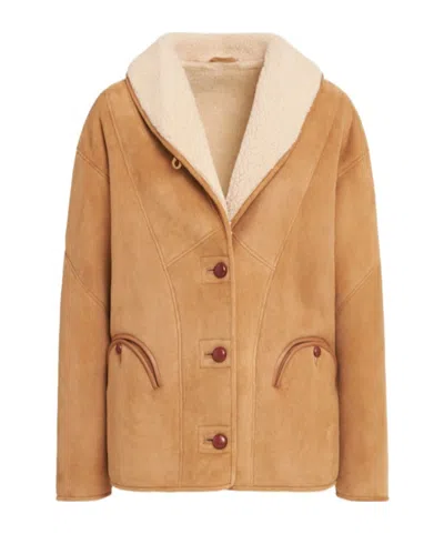 Blazé Milano Tatoosh Short Shearling Coat In Brown