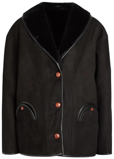 Blazé Milano Blaze Milano Tatoosh Suede And Shearling Coat In Black