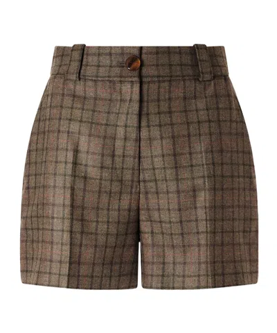 Blazé Milano Teke Checked Wool And Cashmere-blend Shorts In Brown