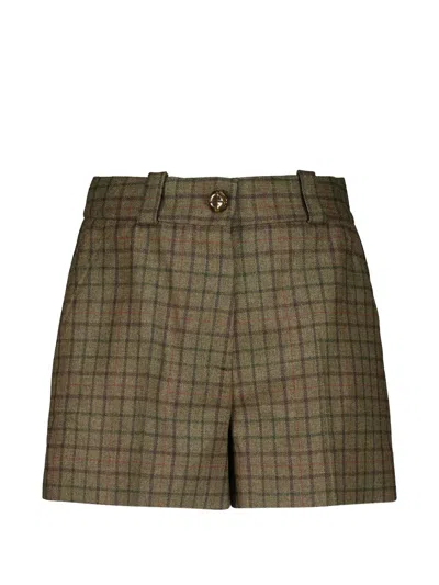 Blazé Milano Teke Checked Wool And Cashmere-blend Shorts In Brown