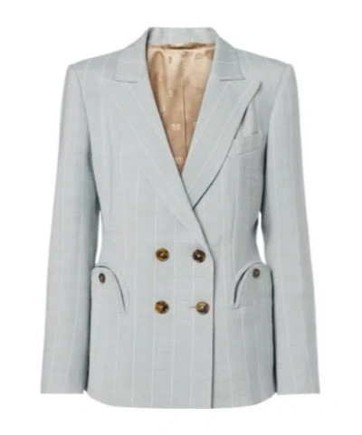 Blazé Milano Thin Striped Blazer In Gray