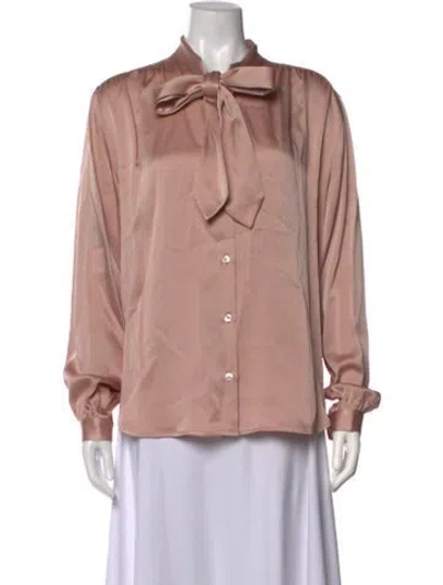 Pre-owned Blazé Milano Tie Neck Long Sleeve Blouse In Pink