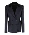 Blazé Milano Trimmed-collar Double-breasted Blazer In Blue