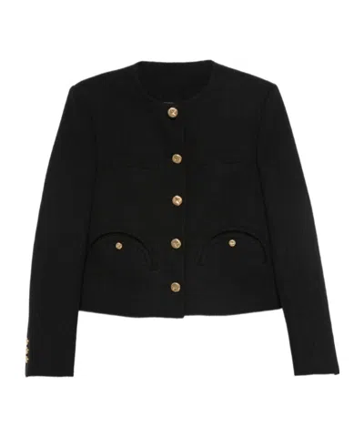 Blazé Milano Blaze Milano Jealousy Shamo Cropped Velvet Jacket In Black
