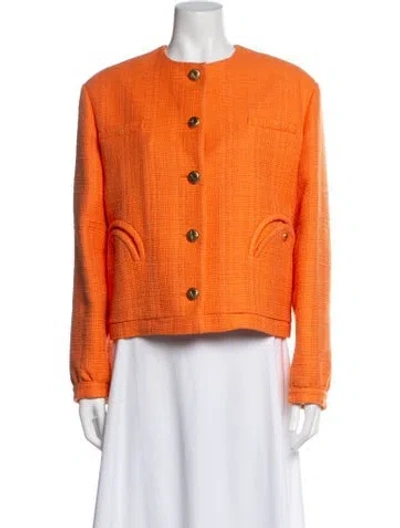 Pre-owned Blazé Milano Tweed Pattern Blazer In Orange