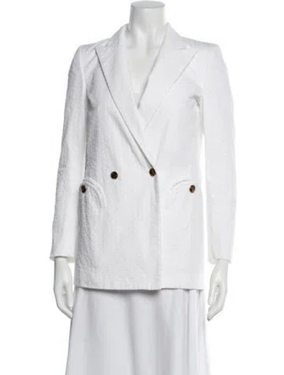 Pre-owned Blazé Milano Tweed Pattern Blazer In White