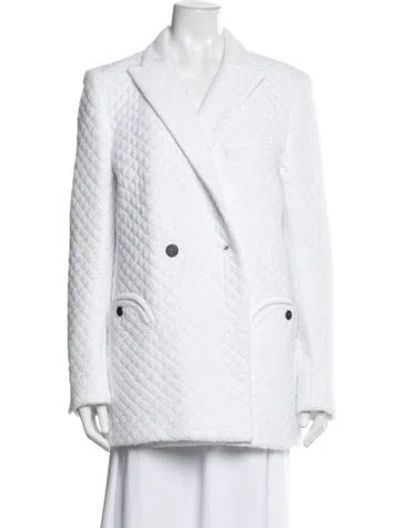 Pre-owned Blazé Milano Tweed Pattern Coat In White