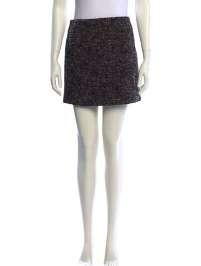 Pre-owned Blazé Milano Tweed Pattern Mini Skirt In Black