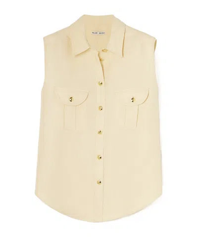 Blazé Milano Pekin Linen And Silk-blend Twill Vest In Cream