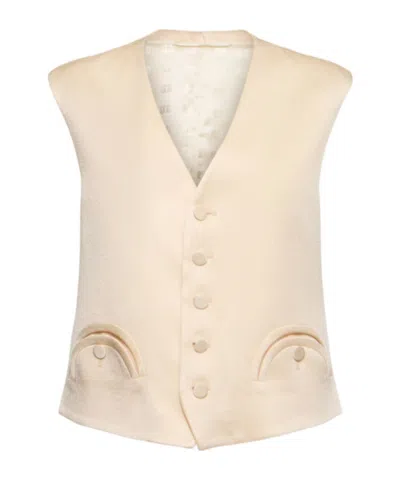Blazé Milano Feral Viscose Blend Satin Vest In Ivory