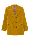 Blazé Milano Velvet Blazer In Yellow