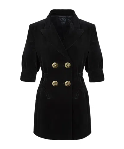 Blazé Milano Velvet Double-breasted Dress In Black