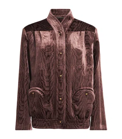 Blazé Milano Velvet Patterned Coiba Blazer In Brown