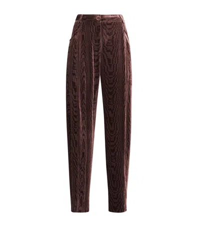 Blazé Milano Velvet Patterned Sorraia Straight Trousers In Brown
