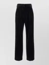 Blazé Milano Velvet Pleated Trousers With Belt Loops In Black