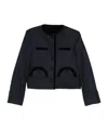 Blazé Milano Maine Shamo Velvet-trimmed Wool Jacket In Blue
