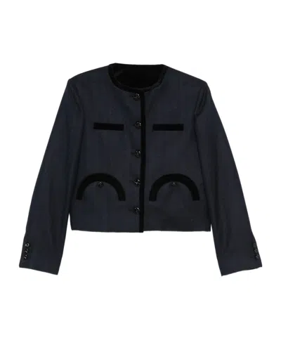 BLAZÉ MILANO VELVET-TRIMMED POCKET JACKET