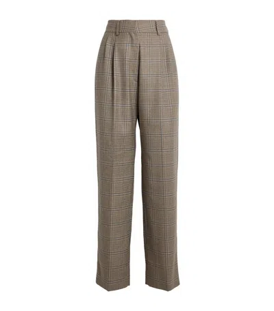Blazé Milano Virgin Wool Check Fox Tailored Trousers In Gray