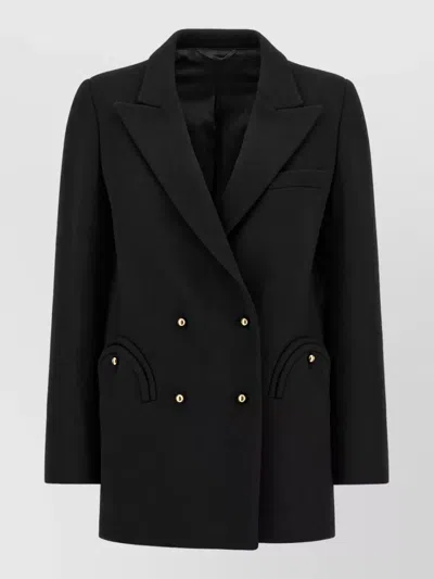 Blazé Milano Virgin Wool Double-breasted Blazer In Black
