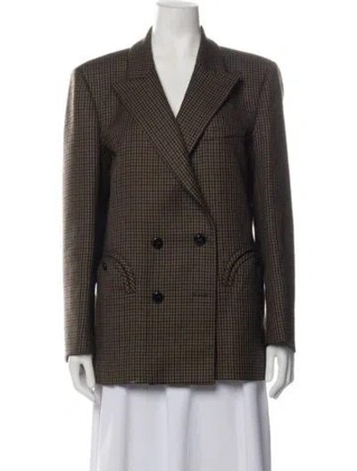 Pre-owned Blazé Milano Virgin Wool Houndstooth Print Blazer In Green