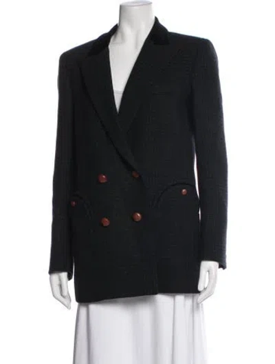 Pre-owned Blazé Milano Virgin Wool Houndstooth Print Blazer W/ Tags In Black